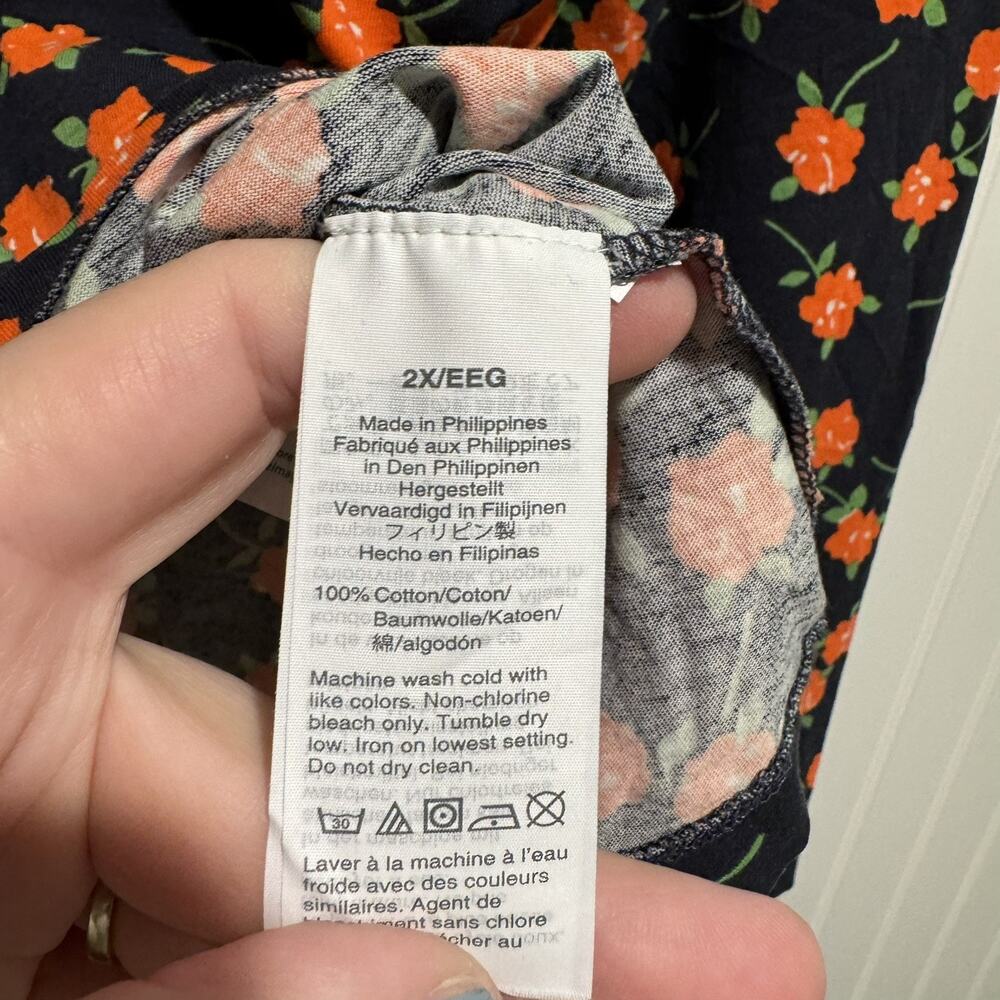 J Crew Floral Turtleneck Poppy Fields Lightweight Cottage Size 2X - Picture 5 of 6